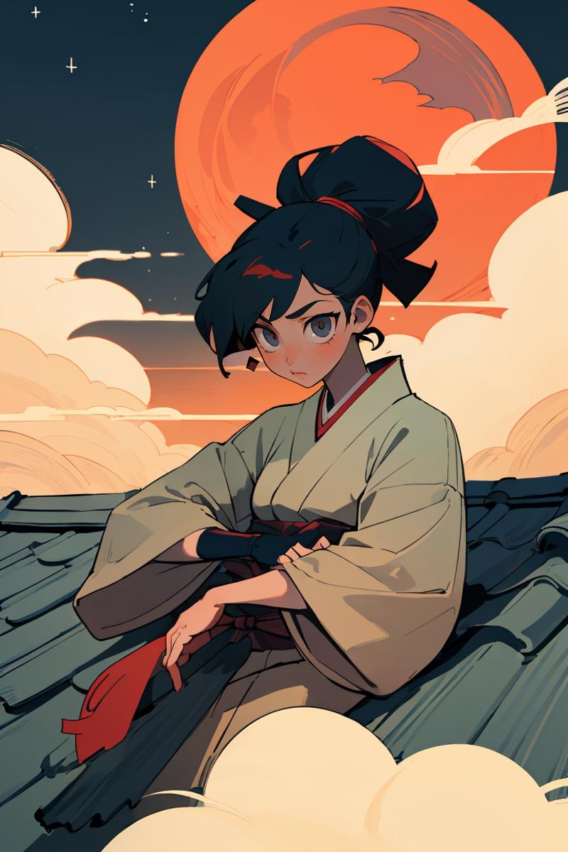 00110-150214686-(best quality, masterpiece), 1girl, Japan, Ninja on a Rooftop, Moon, cloud, upper body, sitting.png